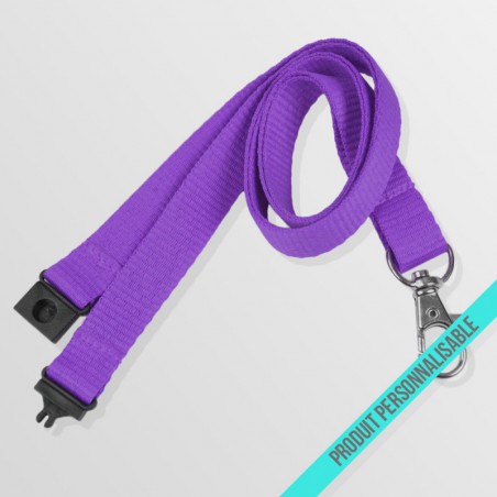 Tour de cou personnalisable avec mousqueton anti-étouffement
