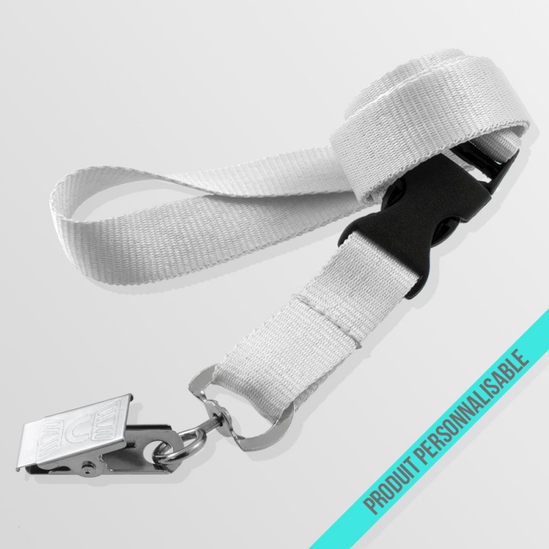 Tour de cou personnalisable avec attache crocodile et boucle détachable