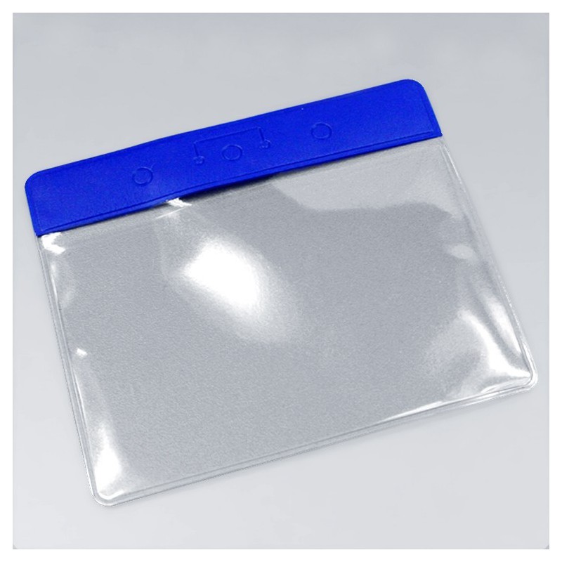 Porte badge souple en plastique avec bande bleue