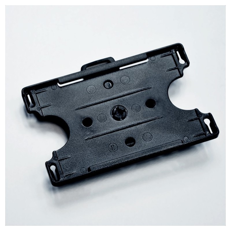 Porte badge plastique rigide noir avec clip rotatif