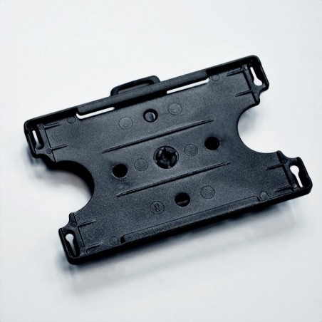 Porte badge plastique rigide noir avec clip rotatif