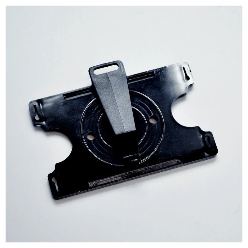 Porte badge plastique rigide noir avec clip rotatif