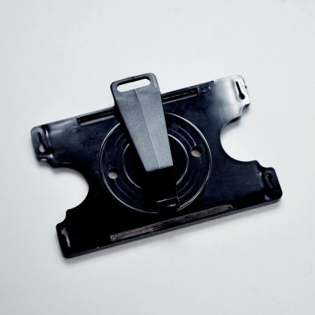 Porte badge plastique rigide noir avec clip rotatif