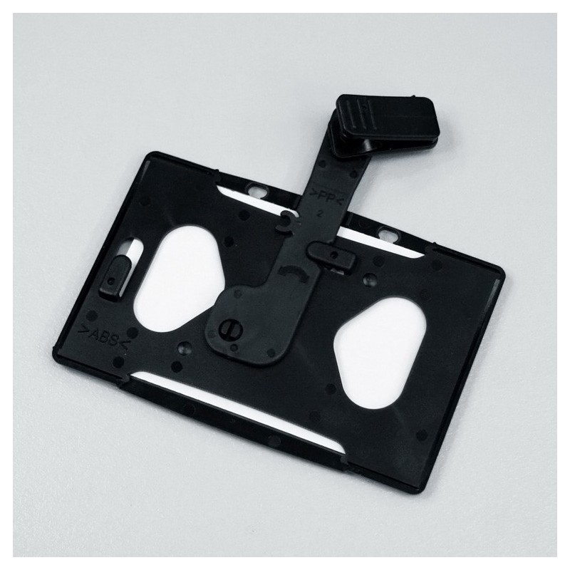 Porte badge plastique rigide noir avec pince - 123 Tours de cou