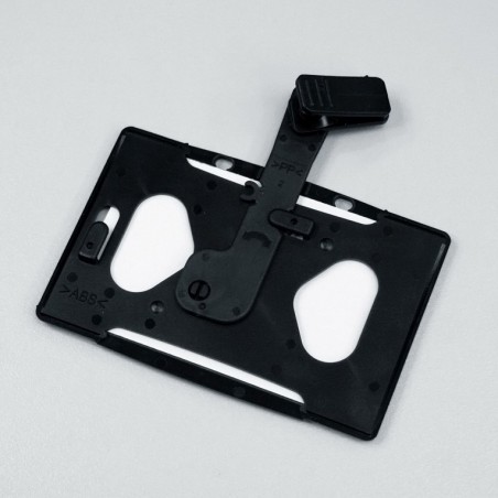 Porte badge plastique rigide noir avec pince - 123 Tours de cou