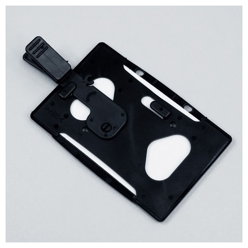 Porte badge plastique rigide noir avec pince - 123 Tours de cou