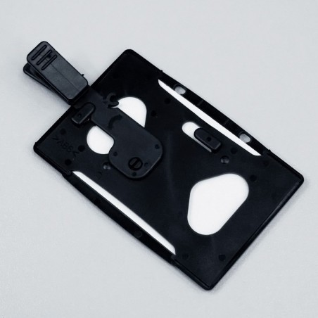 Porte badge plastique rigide noir avec pince - 123 Tours de cou