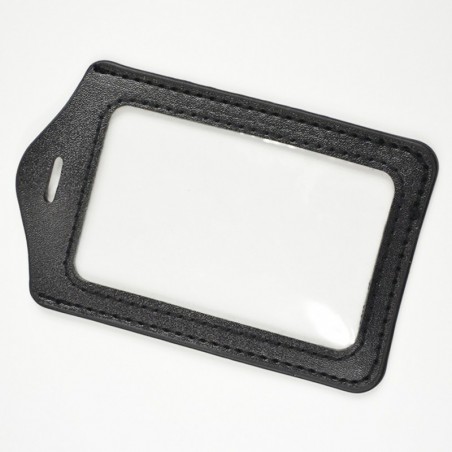 Porte badge cuir noir avec oeillet d'attache - 123 Tours de cou