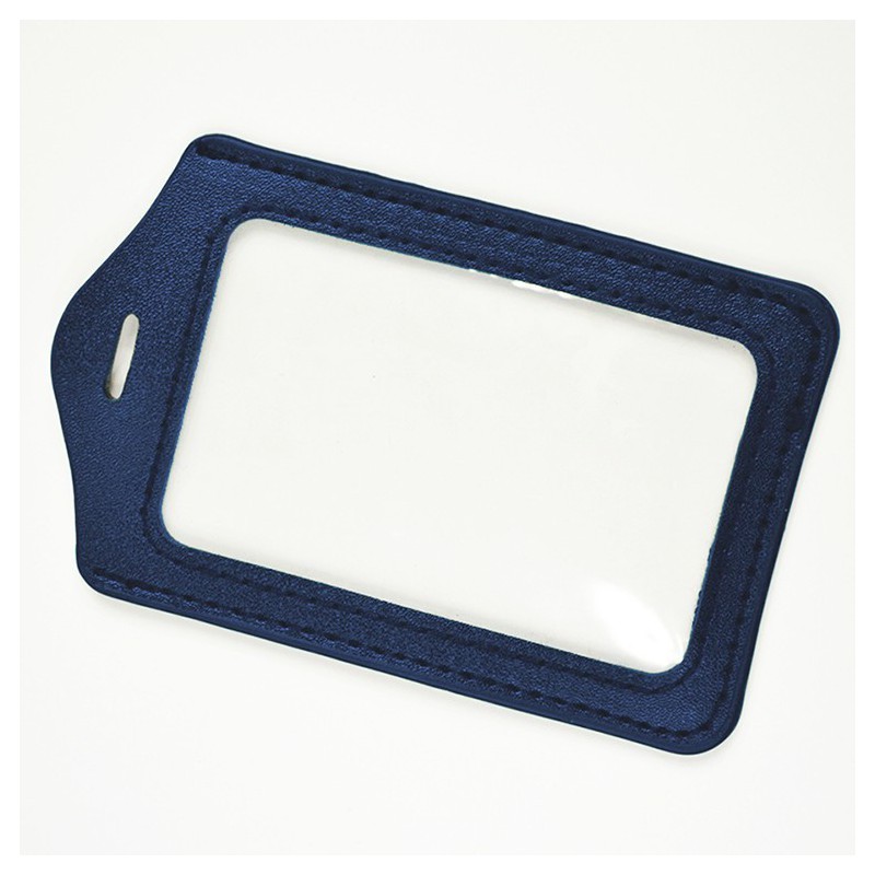 Porte badge simili cuir : coloris bleu marine - 123 Tours de cou