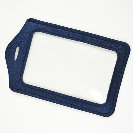Porte badge simili cuir : coloris bleu marine - 123 Tours de cou