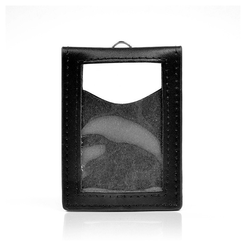 Porte badge en simili cuir noir avec carré auto-agrippant