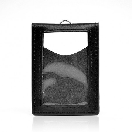 Porte badge en simili cuir noir avec carré auto-agrippant