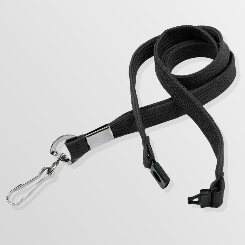 Tour de cou plat en polyester avec mousqueton standard