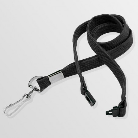 Tour de cou plat en polyester avec mousqueton standard